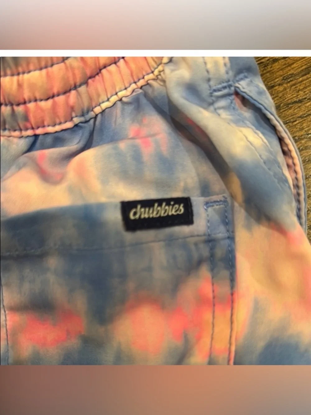 chubbies Tie-Dye Blue Pink Kids Swim Trunks - Picture 5 of 5